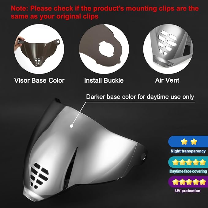 PSLER IC-06 visor- Icon Airflite Face Shield Motorcycle Helmet Visor Accessories Replacement for Icon Airflite IC-06，Silver