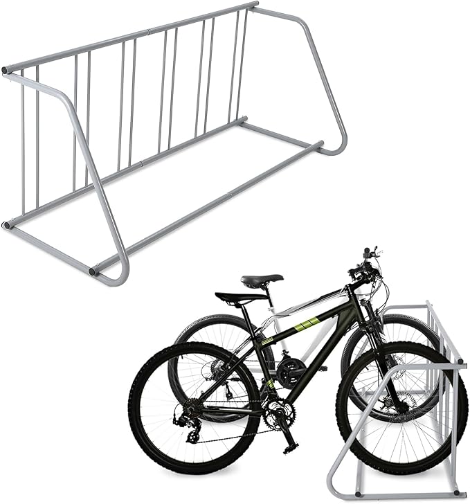 10 Bike Rack for Garage, Heavy Duty Steel Bicycle Rack Freestanding with Floor Mount Kit, Single-Sided Parking Stand for 10 Bicycles, Commercial Grade Bike Racks for Apartments & Schools, Black