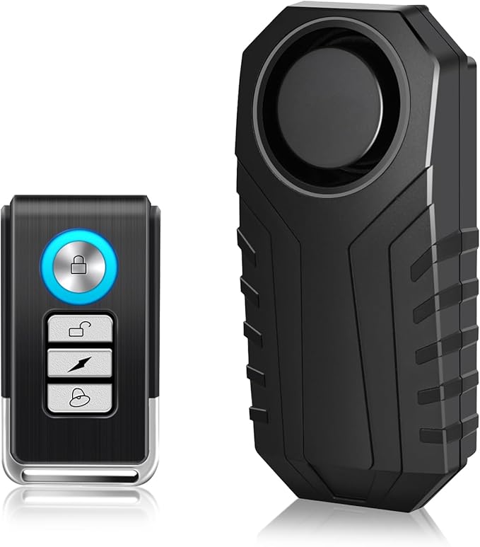 Cruxer Bike Alarm Remote Motion Sensor System, Motorcycle Alarm with Remote, 110dB Loud Anti Theft Bicycle Alarm, Wireless Waterproof Vibration Security for Vehicle&Car&Trailer