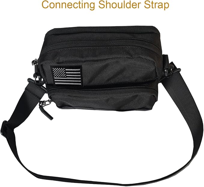 Larswon Motorcycle Handlebar Bag – Water Resistant Front Fork Pouch Storage Compatible with Cruiser, Softail, Dyna, Sportsters, Dirt Bike & Bicycle | Detachable Strap | Customizable Patch Black