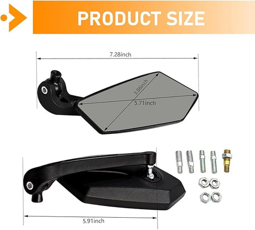 2 PCS Universal Motorcycle Rear View Mirrors with Installation Bolts, Convex Handlebar Mount Side Mirror Compatible with Scooter, ATV, Dirt Bike and Cruiser (Black)