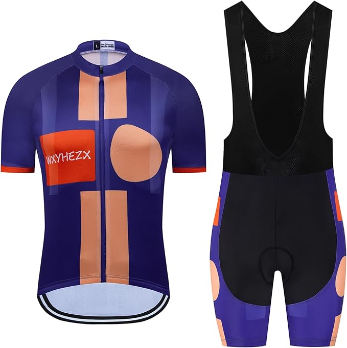 Men's Cycling Jersey Set Road Bike Shorts Sleeves Jersey Zipper Pokcet Bib Shorts with 20D Gel Pad Biking Clothing Sets