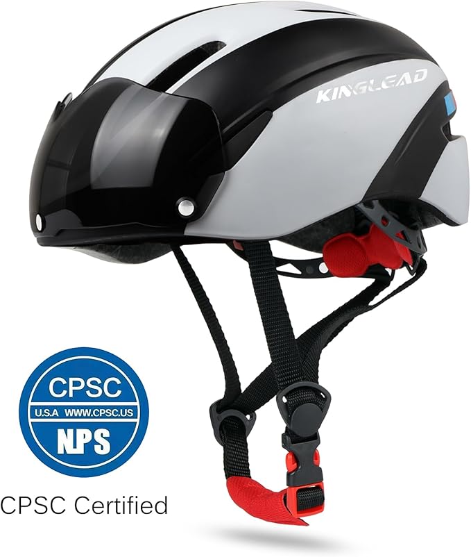 Bike Helmet for Adults Bicycle Helmet with Detachable Magnetic Googles & Adjustable Dial for Mountain Bikes, Road Bikes, Electric Bikes, Scooter