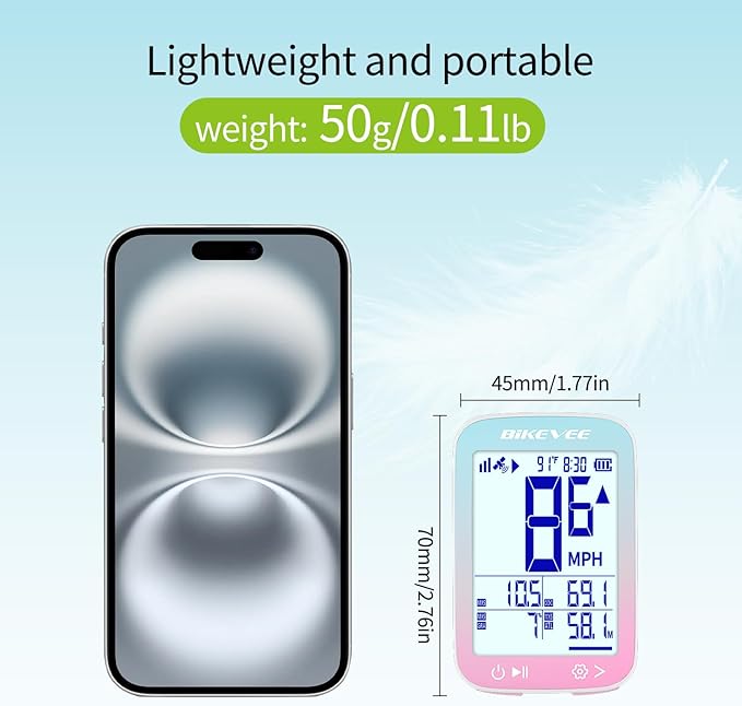 Bike Speedometer GPS Wireless Cycling Computer – Auto Start/Stop, Auto Backlight, Waterproof Bicycle Odometer MPH KM/H, 2.4" LCD Display