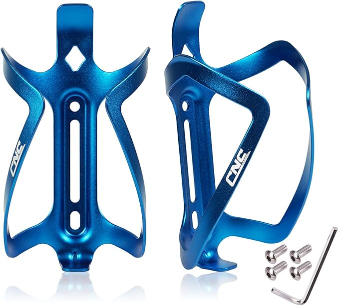 CNC Bike Water Bottle Holder, Bike Water Bottle Cage for Road Bike/Mountain Bike，2-Pack，Blue