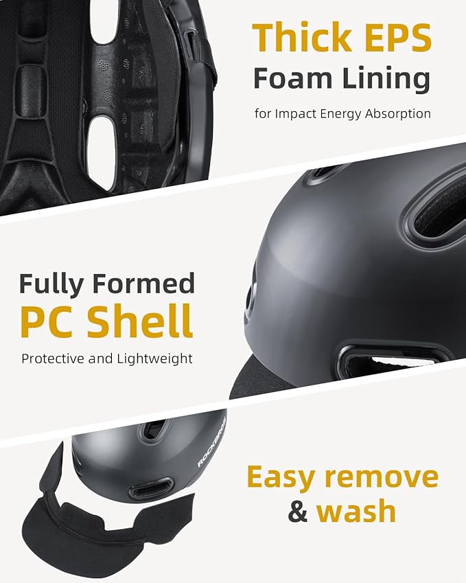 ROCKBROS Bike Helmet for Adults, Adjustable Cycling Helmet for Men & Women [CPSC Safety Certified] Bicycle Helmet for Commuting, Road Biking, Skating