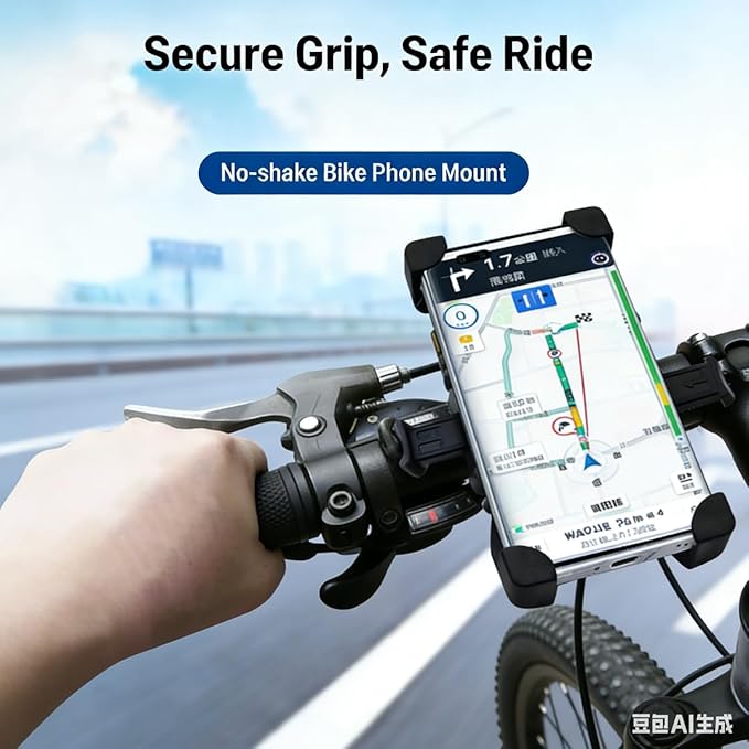 Motorcycle Phone Mount - [Windproof Up to 150 MPH] [Compatible with 7.2-Inch Large-Screen Phones] | Bicycle Phone Holder, Motorcycle Handlebar Phone Clip, Fits iPhone 16 Pro Max