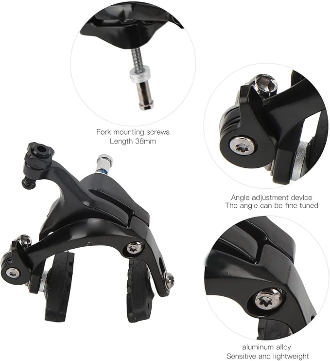 Alomejor C Brake Front Rear Set Road Calipers Aluminum Alloy Road C Brake Caliper Pull Brake Set Cycling Front Rear Rim Brake Clamp