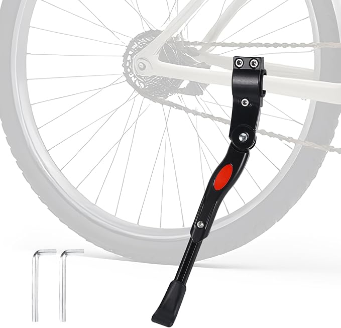 Adjustable Bike Kickstand for Adult Bike – Fits 24”-27.5” Wheels, Adjustable Aluminium Alloy Bicycle Stand with Non-Slip Foot & Spring-Loaded Latch for for Mountain, City, Hybrid Bikes