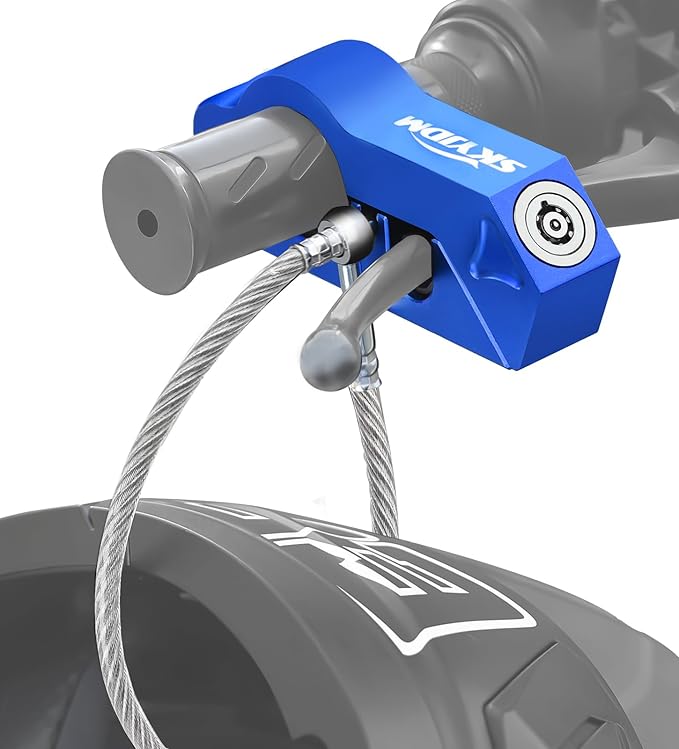 Motorcycle Locks, Brake & Helmet Lock Anti-Theft Grip Lock Combo for All Motorcycle Bike ATV Scooter with Handlebar Diameters Within 1.3-1.5 Inches (Blue)