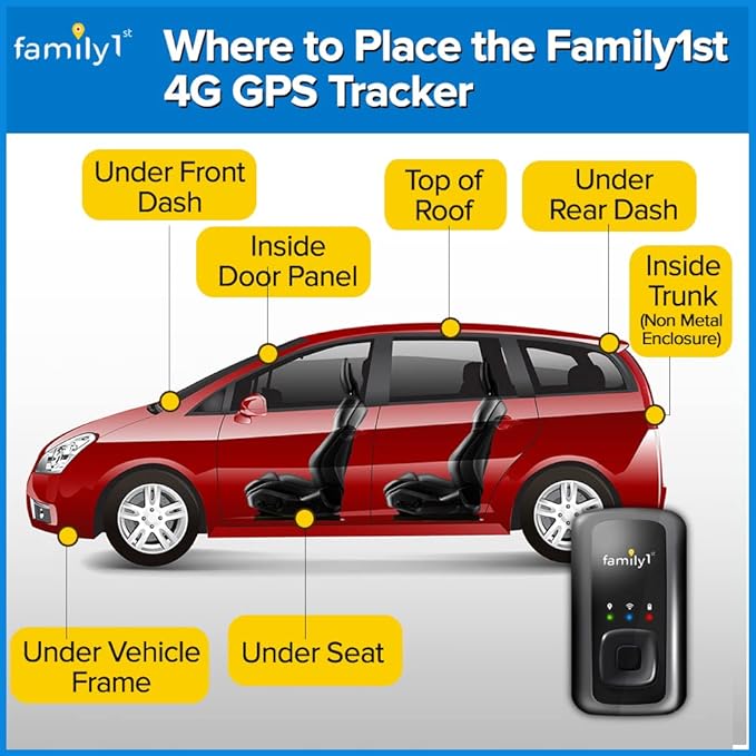 No Monthly Fee GPS Tracker - Family1st - 1 Year Subscription Included - Portable Discreet GPS Tracking Device, Compact GPS Tracker for Cars, Vehicles, Kids, Elderly, Teens