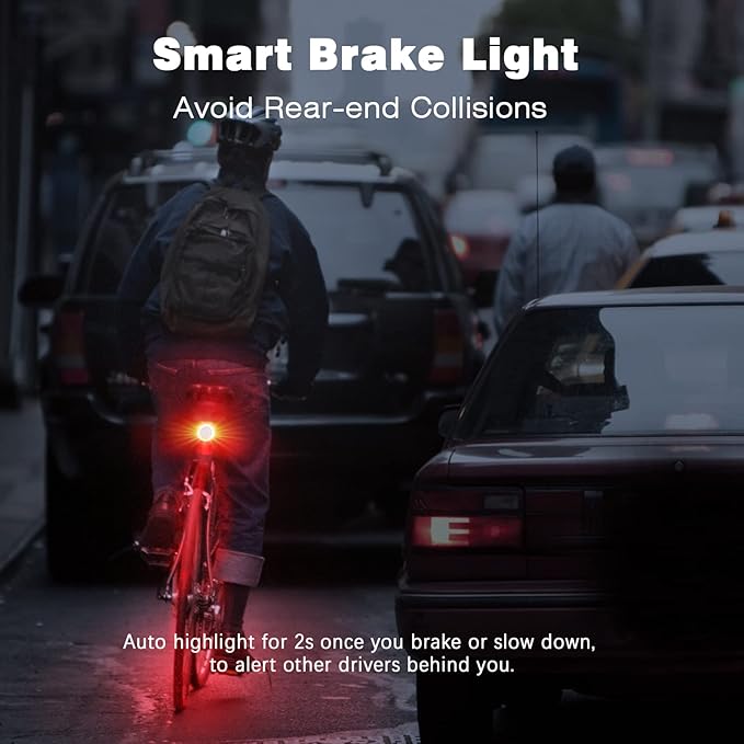 WSDCAM Smart Bike Tail Light Alarm Bike Brake Light Auto ON/Off Anti Theft Bike Alarm with Remote Waterproof Bicycle Alarm Rear Bike Light Bicycle Tail Light LED Rechargeable