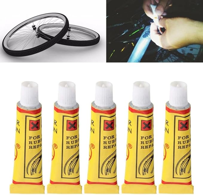 Bike Tyre Repair Glue - Inner Tube Patch Kit, Puncture Repair Tools 5PCS