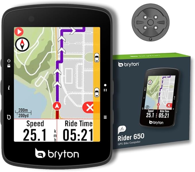 Bryton Rider 650 Sensor Bundle 2.8 Inch Color LCD Touchscreen GPS Bike/Cycling Computer, Preloaded USA Map, Compatible with Bike Radar, 33hrs Long Battery Life, Navigation Waterproof