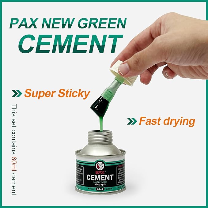 PAX 30 Pcs 32mm Round Universal Tire Patch Kit for Inner Tubes, with 60ml Green Rubber Cement, Tube Patch Kit for Bike, Motorcycle & Inflatable Tires (Not Plug, Not Sealant)