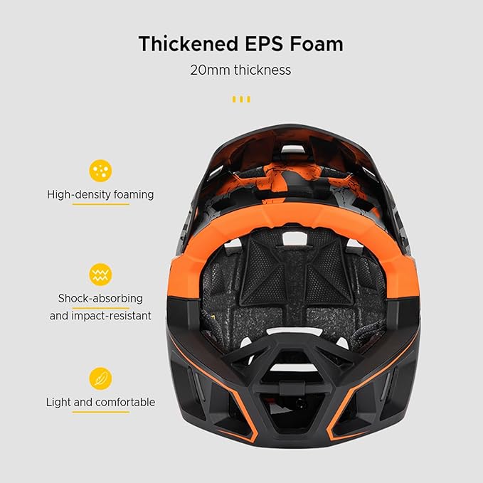 Lixada Adult Bike Helmet, Full Face Mountain Bike Helmet Lightweight Bicycle Helmet with Pads & Visor, Comfort Cycling Helmet Racing Downhill MTB Helmet for Men Women