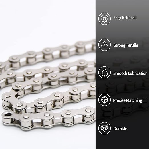 2 Sets Single Speed Bike Chain, Bike Chain for Road Mountain Racing Cycling