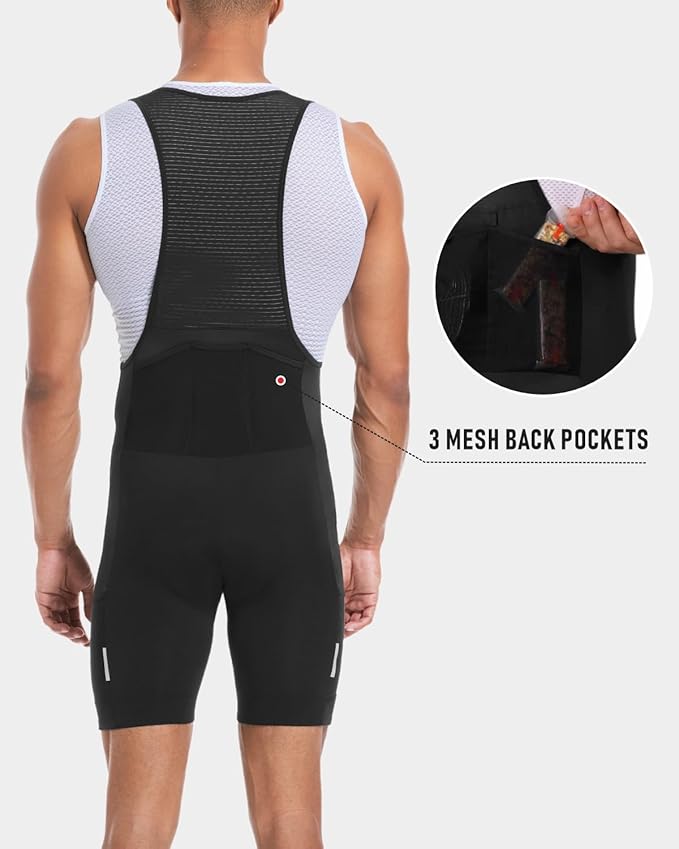 Przewalski Men's Cycling Bib Shorts for Gravel Bike, 4D Padded Biking Bib Shorts Riding Bicycle Tights