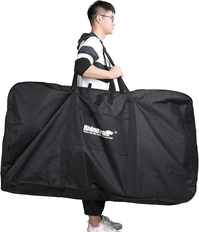 Rhinowalk Bike Transport Bag for 26 Inch Wheel Size Mountain Road Bikes - Waterproof Bicycle Travel Case Foldable Carrier Bag for Train Air Travel (Black)
