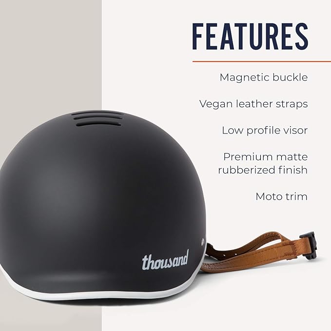 Thousand Heritage 1.0 Adult Bike Helmet; The Original Low Profile Retro Commuter Cycling Helmet Safety Certified for Bicycle Skateboard Skating Roller Skates; for Men & Women