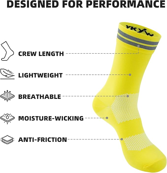 YKYWBIKE Cycling Socks for Men Women-Athletic Crew Bike Socks,Compression Biking Socks for Men Cycling,MTB Riding Socks