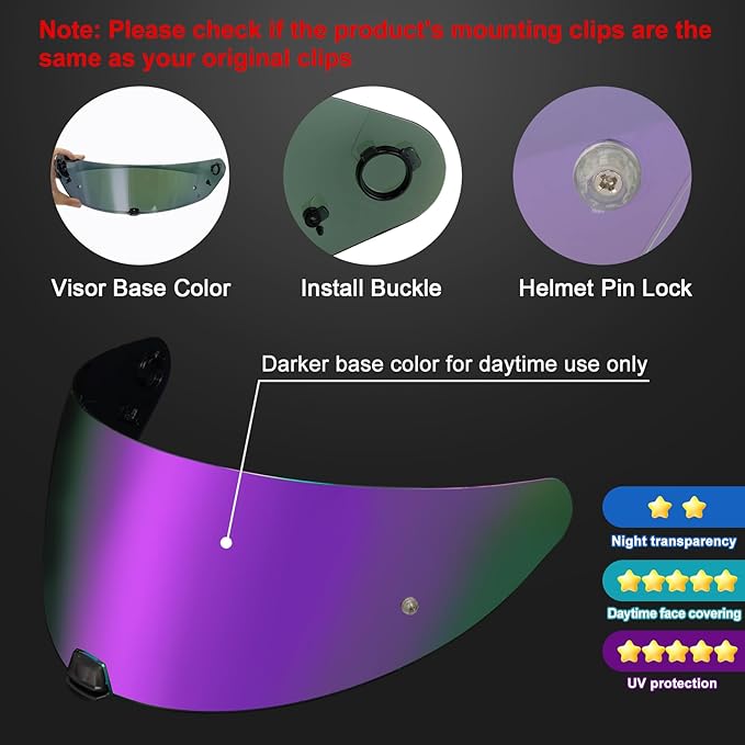 PSLER i10 Visor HJ-31 Visor i10 Tinted Visor Helmet i70 Face Shield Replacementfor i10 HJ-31 i70,Deep Purple