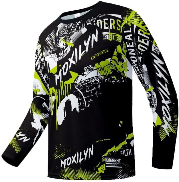 Men's MTB Shirt Long Sleeve Off-Road Motocross Cycling Jersey Mountain Bike Shirts Quick-Dry Moisture Wicking