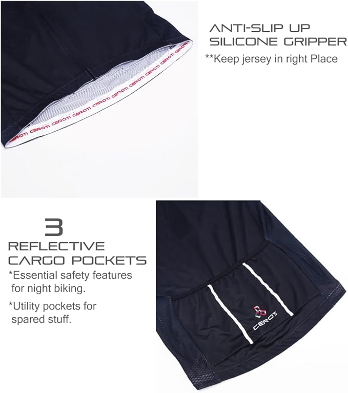 CEROTIPOLAR Snug Fit Men AirCool Cycling Jersey Bike Shirts UPF50+,PRO Dry Fit Light Weight Fabric