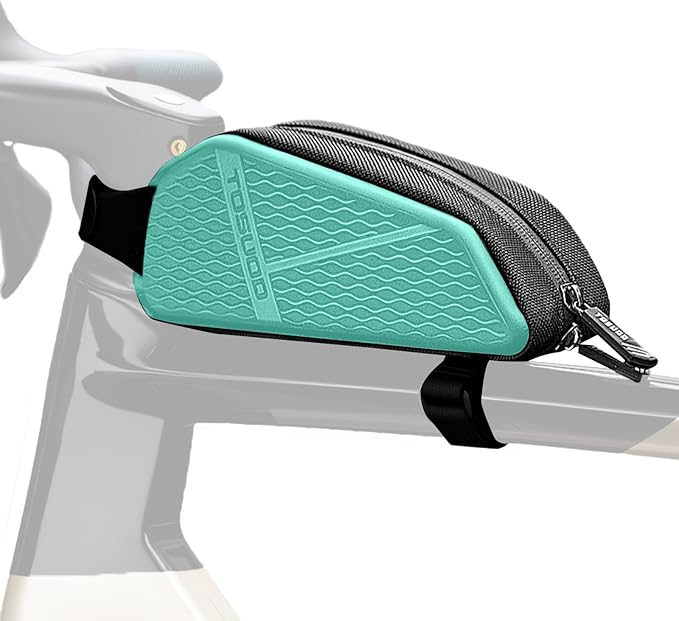 Bike Top Tube Bag, Small Front Frame Bag, Waterproof PU & EVA Hard Shell Bicycle Pouch for Phone & Tools, Cycling Accessories (1.2L)