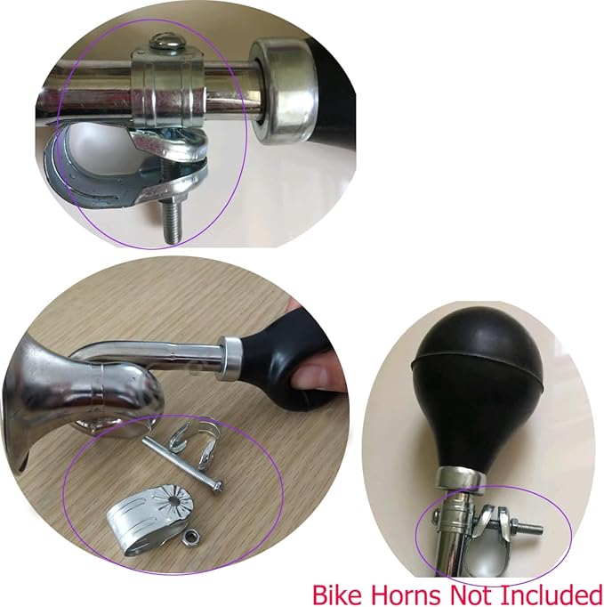 3 Set Bugle Horn Mounting Bracket Bike Horn Clamp Handlebar Clips with Mount Screws for Metal Squeeze Clown Horn Kids Bike Horn Classic Twist Loudspeaker Siren Hooter Snail Air Horns