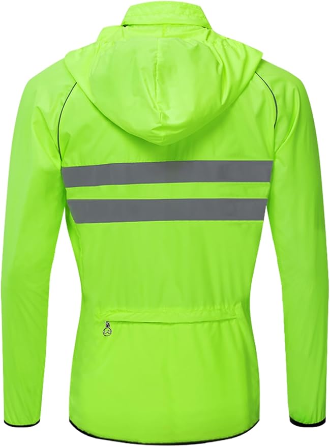 WOSAWE Packable Cycling Jacket Hooded Running Coat Lightweight Biking Windbreaker