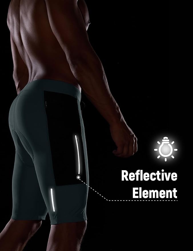 baleaf Men's Padded Bike Shorts Cycling Road Biking Riding Bicycle Cycle Wear Pockets UPF 50+ MTB Accessories Tights