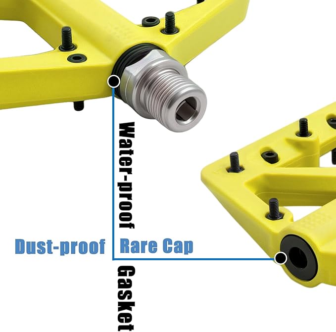 MTB Pedals Large Mountain Bike Pedals, Lightweight Nylon Fiber Composite Bicycle Platform Pedals, Grippy Pedals w 18 Pins, Cr-Mo Spindle fit w 2 Bearings, Clipless Pedals for BMX MTB Bike 9/16"