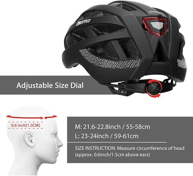 Adult-Men-Women Bike Helmet with Light - Mountain Road Bicycle Helmet with Replacement Pads & Detachable Visor