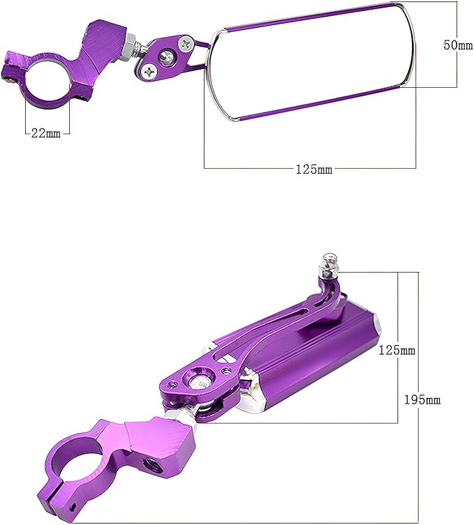 Universal Motorcycle Rear View Mirrors, 360° Adjustable,10mm Thread Bolt with 21-24mm Handlebars Mount Base for Scooter ATV Dirt Bike Cruiser