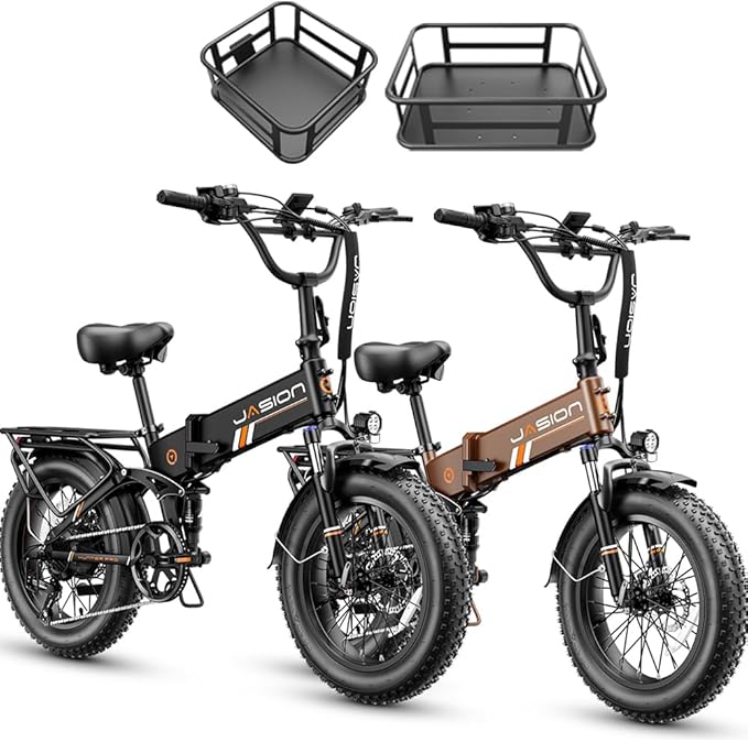 Jasion X-Hunter ST/PRO Foldable Electric Bike for Adults with 20'' Fat Tire,Up to 71-80 Miles Range Ebike,1800W/1400W Peak Motor,30+MPH E Bike,Full Suspension&Dual Hydraulic Disc Brakes Bicycles