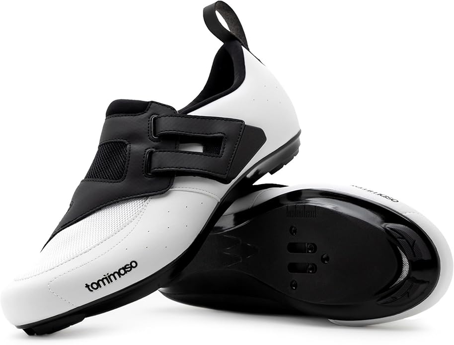 Tommaso Veloce II Cycling Shoes - Ride in Style - Peloton Shoes Triathlon Road Bike Indoor Cycling Men Women Compatible with Look Delta SPD SPD-SL Cleats White Black
