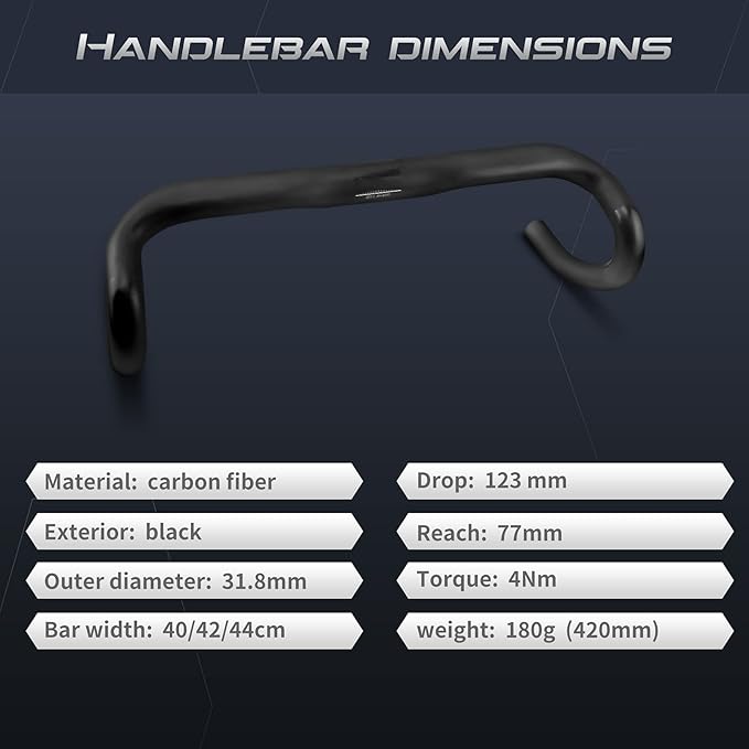Carbon Drop Handlebars RXL SL Bike Handlebars Drop Bar Handlebars Road Bike Drop Bars Carbon Handlebars Road Bike External Cables Carbon Road Bike Handlebars Black UD Matte 400mm Drop Bars