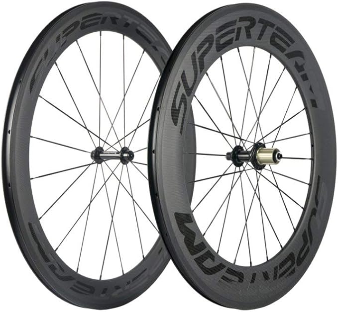 Superteam 700c Carbon Bicycle Wheel Front 60mm Rear 88mm Clincher Wheelset with Transparent Decal