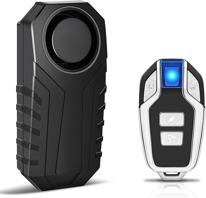 Bike Alarm, Bike Alarms for Ebikes, Anti Theft Wireless Vibration Sensor Alarm for Motorcycle Electric Scooter Moped Trailer Car Mailbox Garage Door 113dB Super Loud IP65 Waterproof