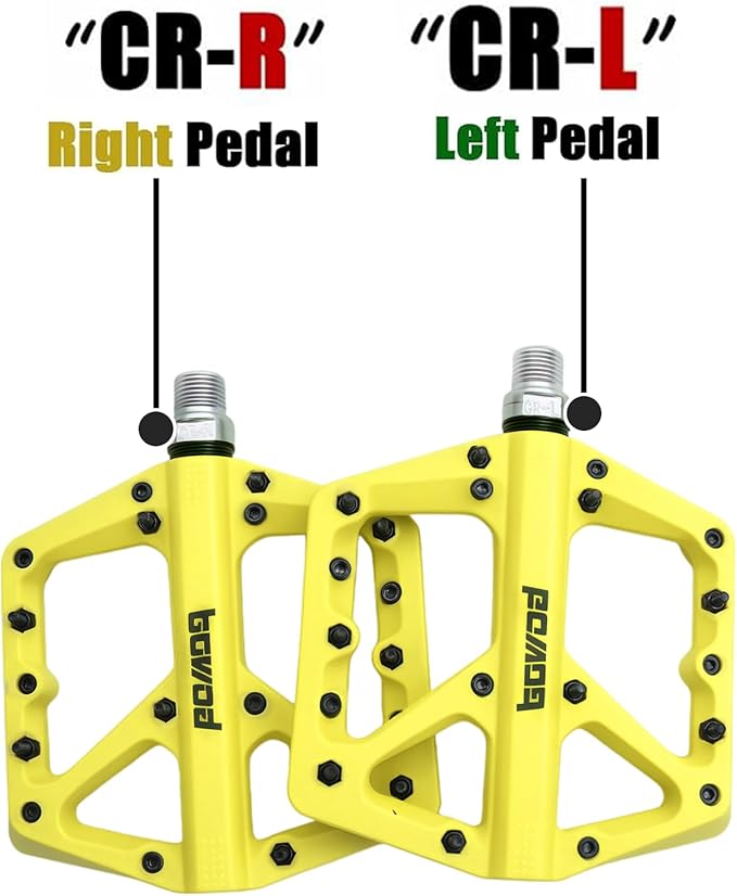 MTB Pedals Large Mountain Bike Pedals, Lightweight Nylon Fiber Composite Bicycle Platform Pedals, Grippy Pedals w 18 Pins, Cr-Mo Spindle fit w 2 Bearings, Clipless Pedals for BMX MTB Bike 9/16"