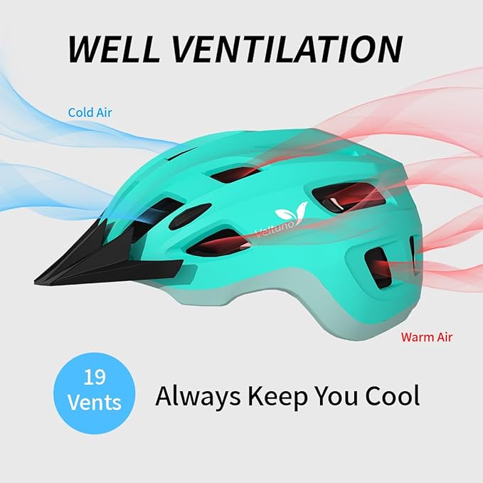 Bike Helmet for Adults, Lightweight Mountain Bicycle Helmet with USB Rechargeable LED Rear Light, Removable Sun Visor for Women, Men, Suitable for Cycling and Commuting