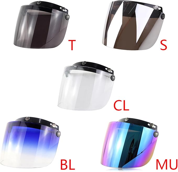Warm Hat,Windproof 3-Snap Visor Lens Shield for Motorcycle Helmets Flip Up Down Open Face Anti Glaring Accessories
