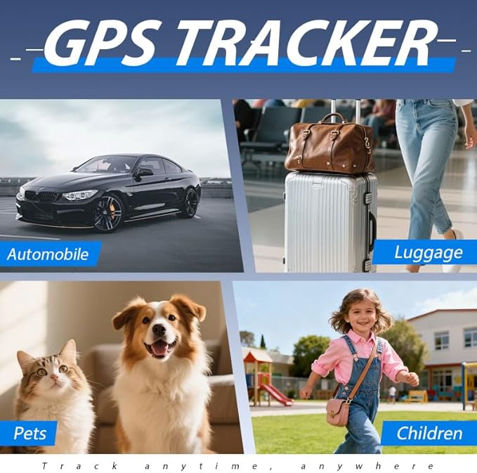 GPS Tracker for Vehicles,Cars,Kids & Pets,Real-Time Location Updates,No SIM Card No Subscription,Long Standby Waterproof GPS Tracking Device for Dogs, Elderly & Valuables (Android & iOS)