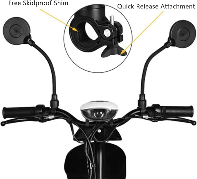 Bike Mirror, Bike Rearview Mirror Handlebar Convex Rear View Mirror Adjustable Rotatable Scratch Resistant Shockproof Safety Mirror Universal for Mountain Road Bike Bicycle E-bike Motorcycle(2PCS)