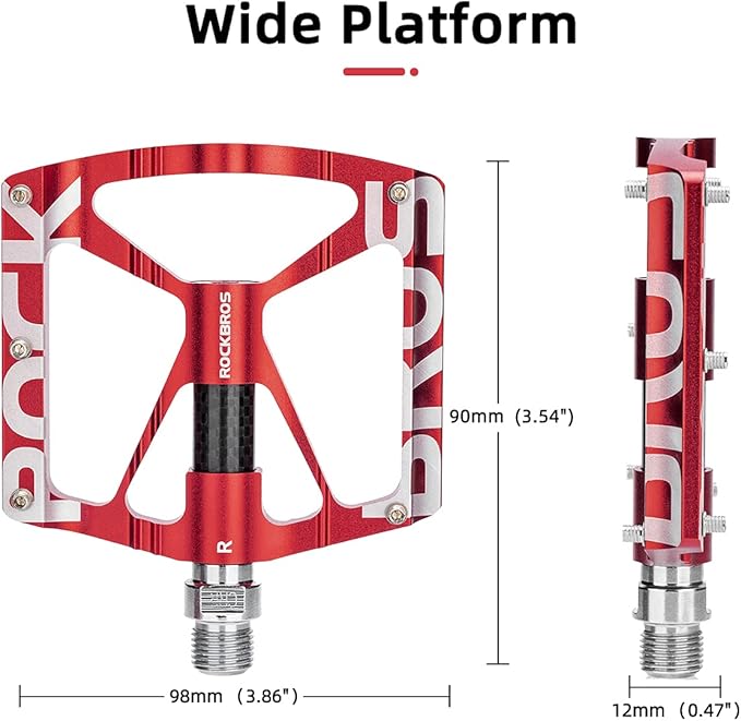 ROCKBROS Mountain Bike Pedals MTB Pedals CNC Non-Slip Lightweight Aluminum Alloy Bicycle Pedals Sealed Bearings Bicycle Platform Pedals 9/16" BMX Road Bike Pedal