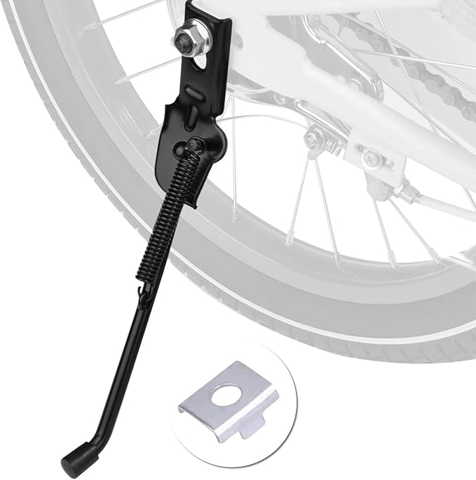 SEISSO Bike Kickstand for Kids Bike, Universal Rear Side Bicycle Kick Stand, Premium Steel with Pad, Replacement Child Kickstand
