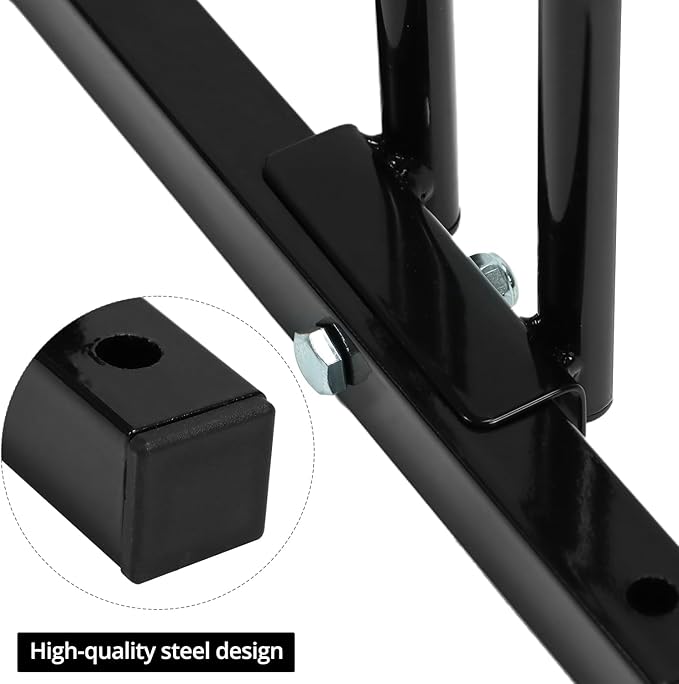 QWORK Sturdy 2-Bike Floor Stand, Powder-Coated Steel Bike Rack for Indoor/Outdoor Use, Compatibility with 22-28 Inch Wheels, Max Tire Width 2.15 Inch