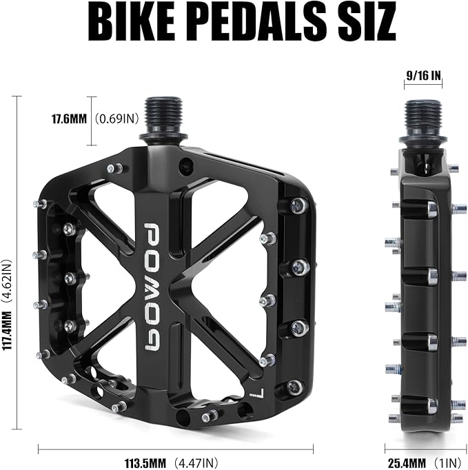 Bike Pedals 9/16" Lightweight Non-Slip Bicycle Platform Pedals - Fits Most Adult Bikes & Mountain Bikes &MTB, Road Bikes and Slip-Resistant Design
