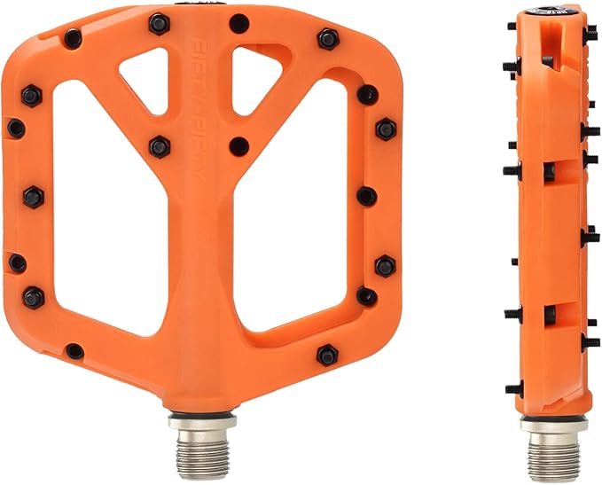 FIFTY-FIFTY Mountain Bike Pedals, Non-Slip MTB Nylon Composite, 9/16" Bicycle Pedals, Lightweight and Wide Flat Platform